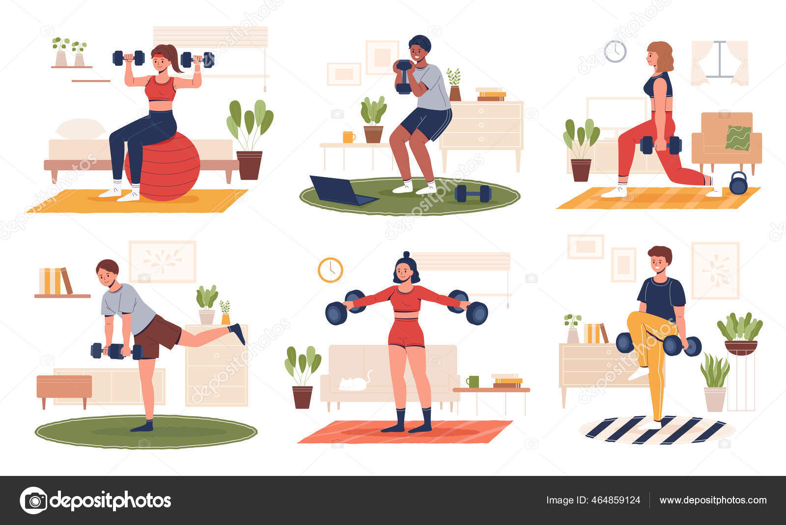Illustration Sport Exercise In Home Sport Family At Parents And