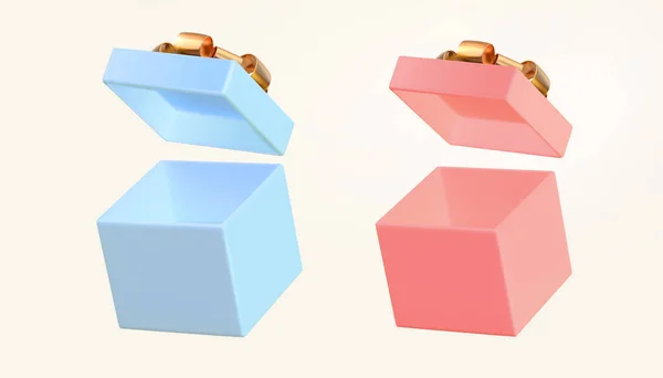 3D打开基于米色背景的礼品盒 适合生日 周年纪念日和促销活动的假日元素 — 图库矢量图片