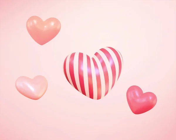 Sammlung Von Niedlichen Ballon Herzen Mit Mustern Geeignet Für Valentinstag — Stockvektor