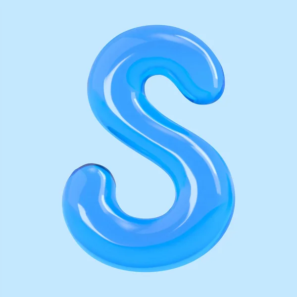 3D渲染蓝色气球字母S的水隔离在婴儿蓝色背景 — 图库矢量图片