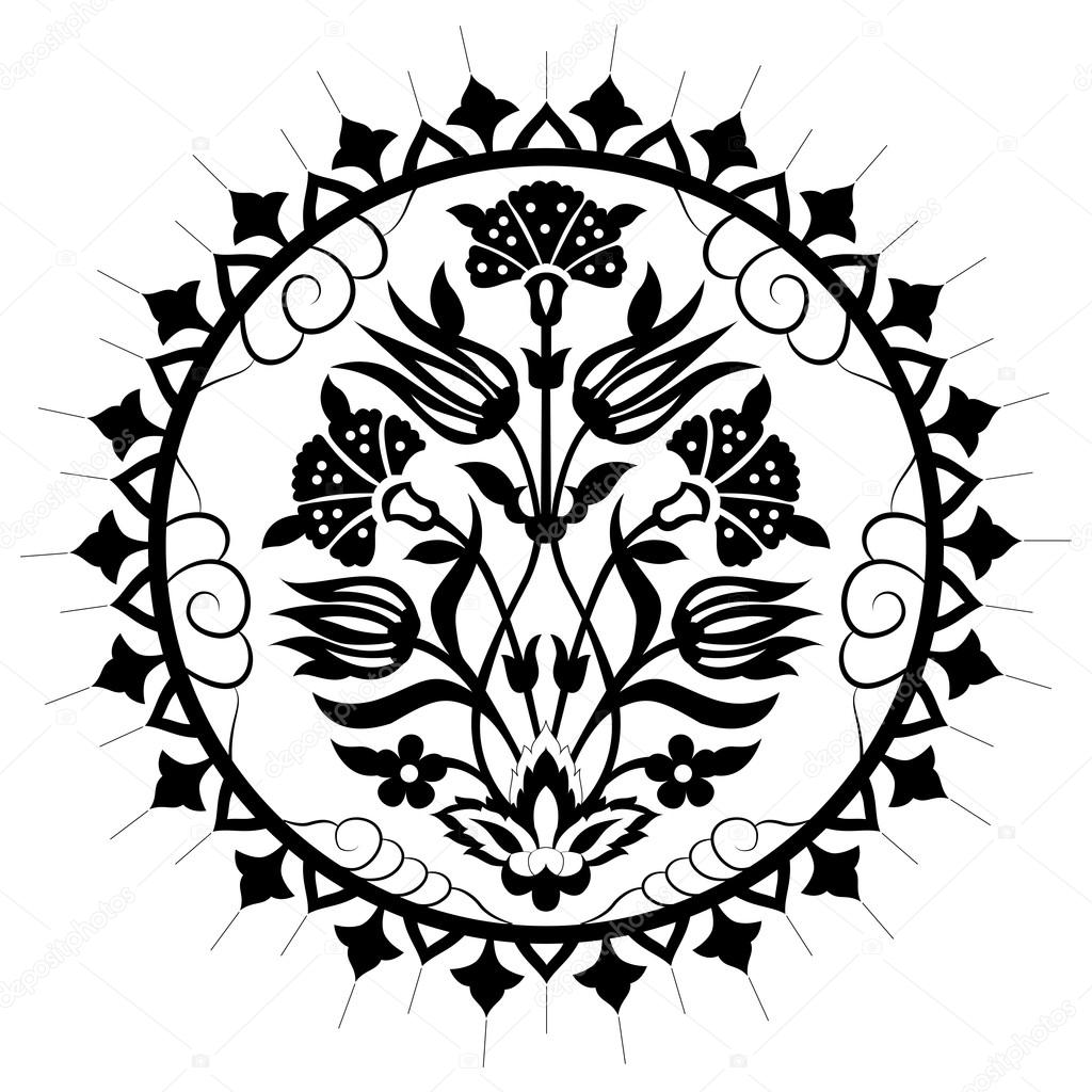 black artistic ottoman pattern series seventy