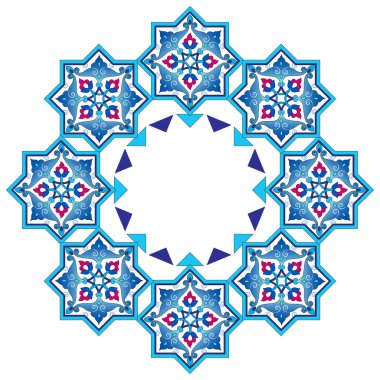 Mavi Osmanlı desen serisi yedi tonları ile tasarlanmış