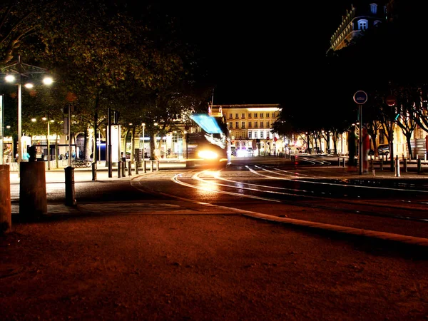 Bordeaux Fransa Aydınlatılmış Gece Meydanı — Stok fotoğraf