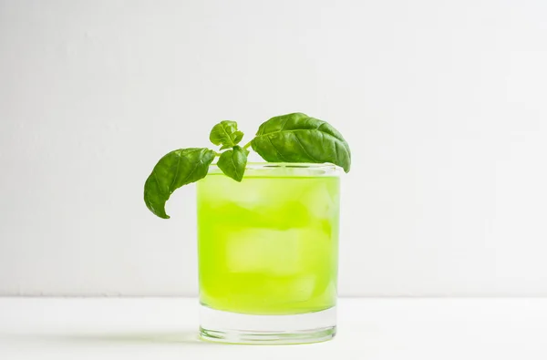 Summer cocktail with basil leaf — Stock Photo, Image
