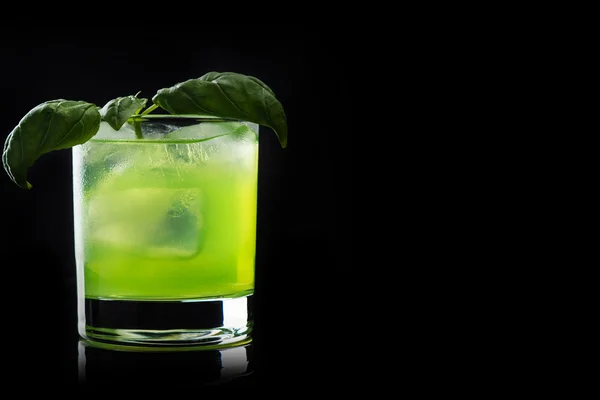 Summer cocktail with basil leaf — Stock Photo, Image