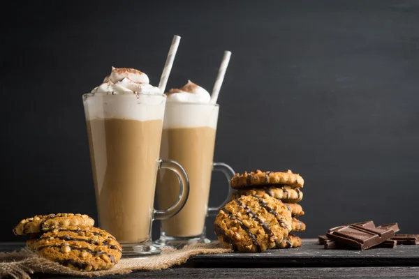 Glass of coffee with cookies — Stock Photo, Image