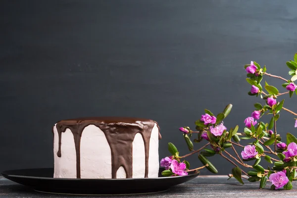 Розовый сливочный торт — стоковое фото