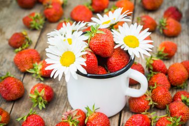 olgun çilek ahşap tablo