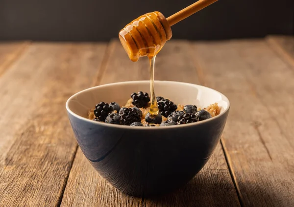 Oatmeal Porridge Berries Selective Focus — Stock Photo, Image