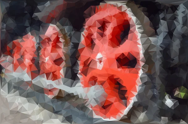 Rote Räder alte polygonale Dampflok. Mosaik-Vektorillustration. — Stockfoto