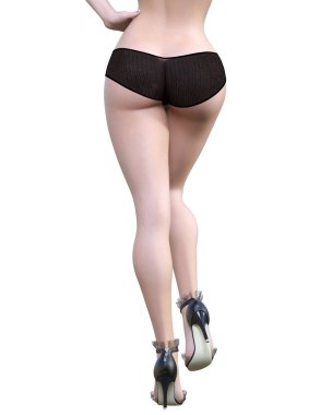 Üç boyutlu güzel seksi kadın bacakları siyah pantolon ve sandaletler. Stüdyo fotoğrafçılığı. Yüksek topuklu ayakkabı. Kavramsal moda sanatı..