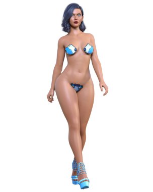 Uzun, seksi, minimalist fütürist iç çamaşırı. Kıvrımlar, şekiller. Metal sutyen külotları. Kavramsal moda sanatı. Baştan çıkarıcı samimi pozlar.