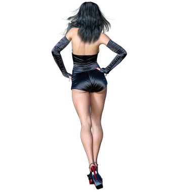 Güzel siyah ipek kısa vücut. Parlak kıyafet koleksiyonu. Parlak makyaj. Kadın stüdyo fotoğrafı. Kavramsal moda sanatı..