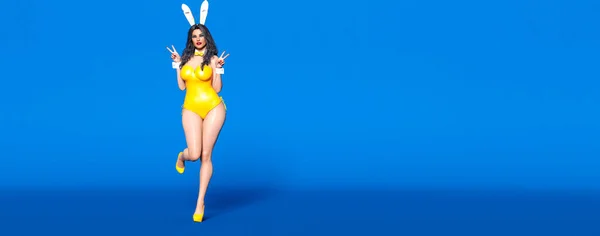 Króliczka Dziewczyna Rabbit Maski Sexy Kobieta Długie Nogi Stroje Kąpielowe — Zdjęcie stockowe