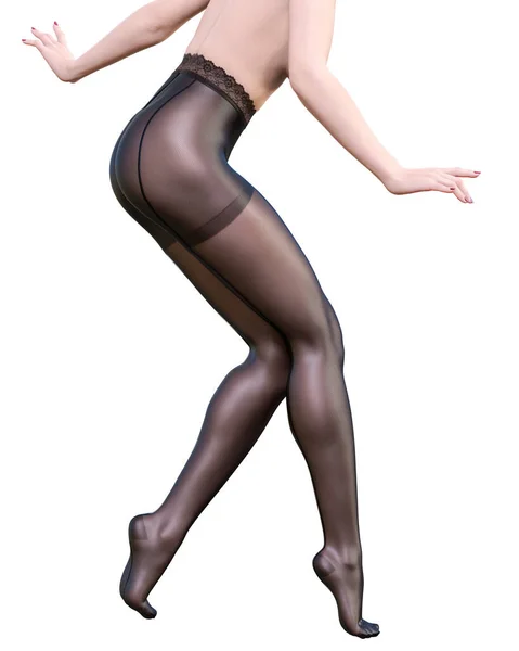 Hermosa Larga Delgada Sexy Piernas Femeninas Pantyhose Intimate Nylon Negro — Foto de Stock