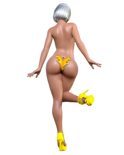 Mujer Alta Sexy Lencería Futurista Minimalista Forma Curvas Bragas Sujetador — Foto de Stock