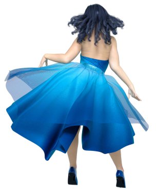 Uzun gece elbisesi içinde güzel seksi esmer kadın. Parlak giysiler koleksiyonu. Parlak makyaj. Stüdyo fotoğrafçılığı..