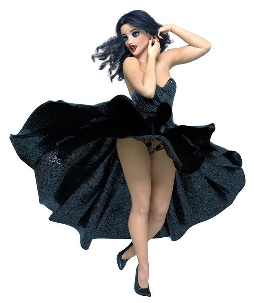 Mulher Morena Sexy Bonita Longa Noite Dress Summer Roupas Collection — Fotografia de Stock