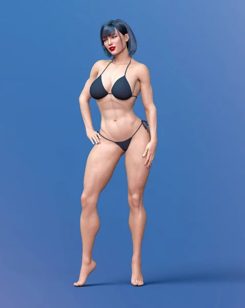 Schöne Athletin Bodybuilderin Woman Girl Sport Bikini Strong Frau Posiert — Stockfoto