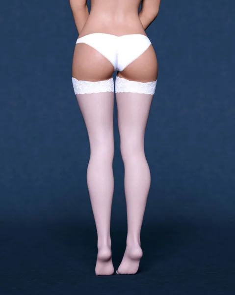 Beautiful Female Legs Stockings Panties Dark Background Woman Studio Photography — Stock Photo, Image