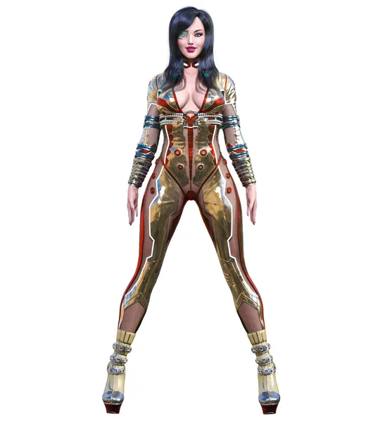 Sexy Anime Agente Secreto Woman Futuristic Extravagante Látex Espião Clothing — Fotografia de Stock