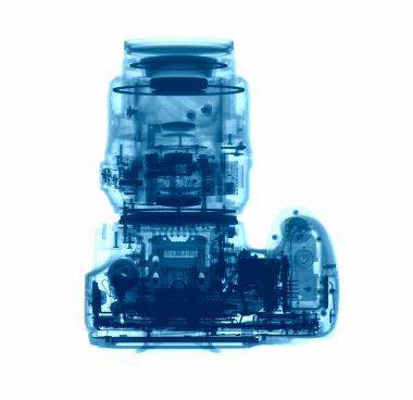 X-ışınları altında DSLR fotoğraf makinesi