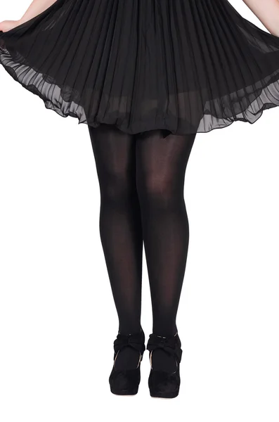 Piękna sexy nogi kobiece w czarne rajstopy z motyl — Zdjęcie stockowe