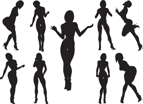 Silhouettes of women with curvaceous and erotic poses 10 EPS — Φωτογραφία Αρχείου