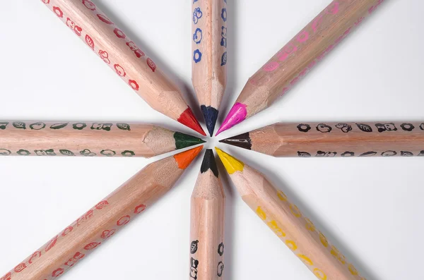 Набір яскравих кольорових олівців — стокове фото