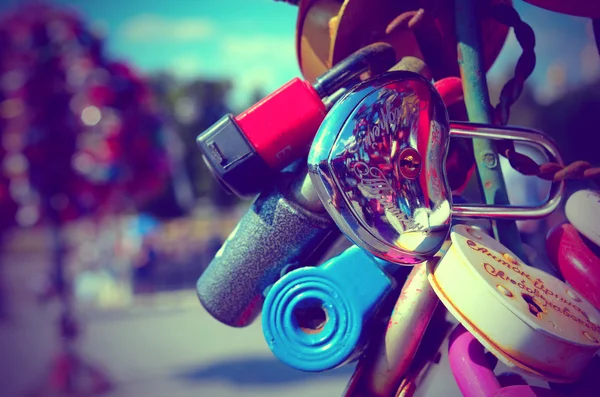 Colored wedding locks. — Stock Photo, Image