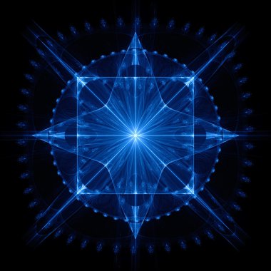 Cabalistic işareti daire ve kare dört yönlü bir yıldızla.