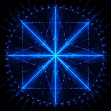 Cabalistic işareti daire ve kare dört yönlü bir yıldızla.
