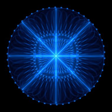 Merkezden yayılan ışınları ile daire şeklinde cabalistic desen.