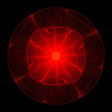 Extravagant dandelion. Movement sparks on curved path. Orbits electrons in the atom.