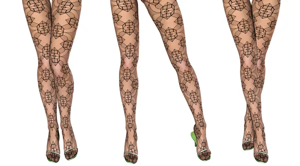 Сексуальні тонкі жіночі ноги в темних панчохах . — стокове фото