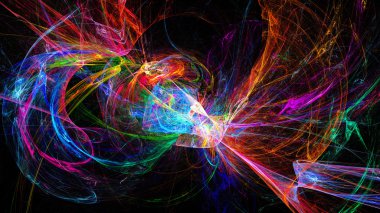 Serideki renkler, süslü boyalar. Arkaplan fraktal renk dokusundan oluşur ve hayal gücü, yaratıcılık ve tasarım projelerinde kullanılmak için uygundur