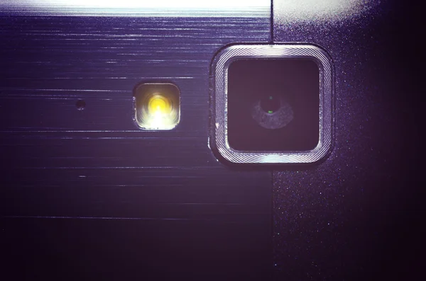 Веб Камера Вспышка Вашего Мобильного Телефона Закройте Обзор Металлической Задней — стоковое фото