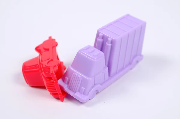 Colorido plástico brinquedo acidente carros . — Fotografia de Stock