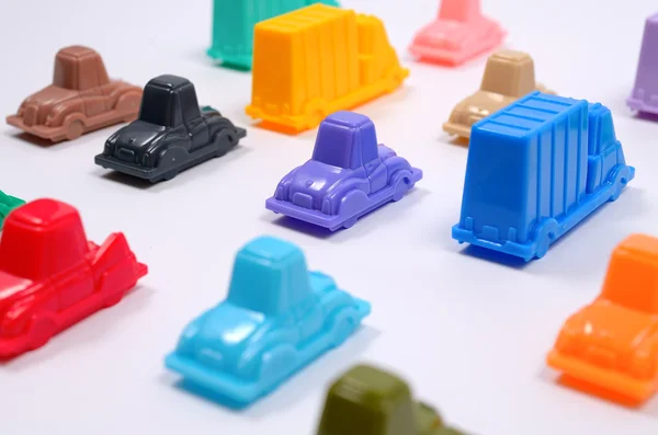 Carros de brinquedo de plástico colorido . — Fotografia de Stock
