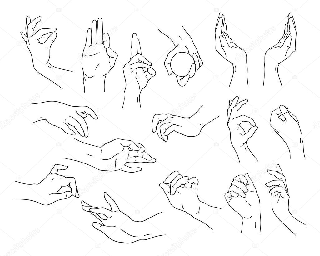 Hands Vector Icon Set, Hand Gestures Clipart