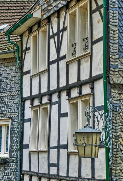 Half Timber Facade Lantern Historical Centre Velbert Neviges — Stock Photo, Image