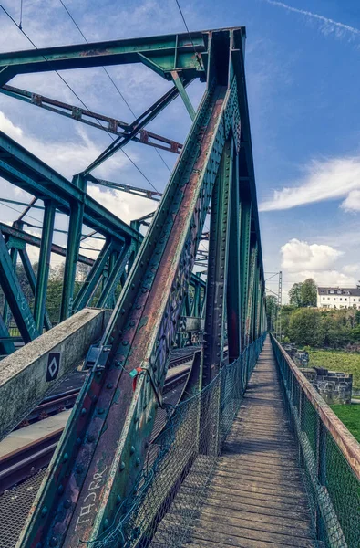 Vecchio Ponte Ferroviario Attraverso Fiume Ruhr Vicino Hattingen — Foto Stock