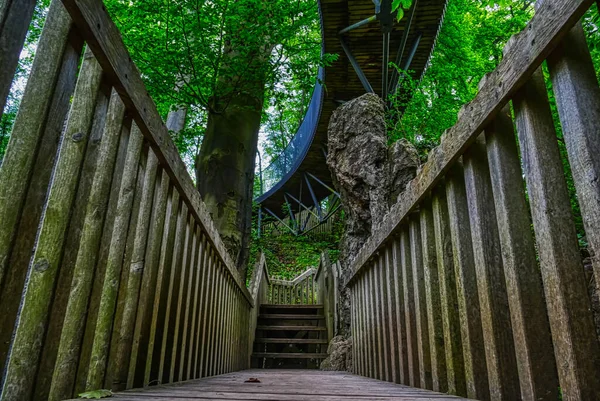 Wooden Walkway Bridge Felsenmeer Boulder Field Hemer — Stock Photo, Image