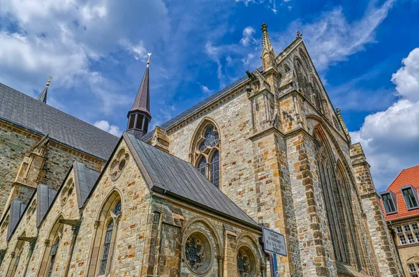 Pohled Historickou Katedrálu Starém Centru Paderbornu — Stock fotografie