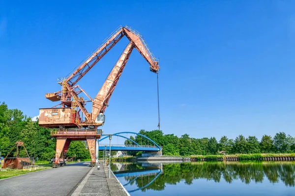 Grúa Histórica Puerto Binland Preuenhafen Cerca Luenen — Foto de Stock