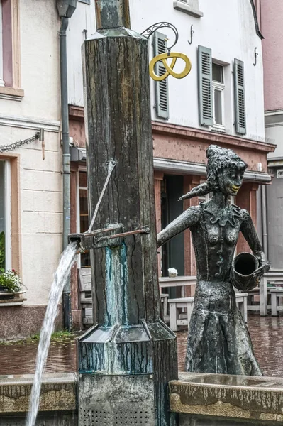 Fontänen Och Historiska Marknaden Dinslaken — Stockfoto