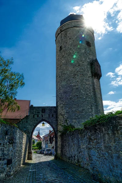 Историческая Башня Ворота Средневековой Городской Стене Варбурга — стоковое фото