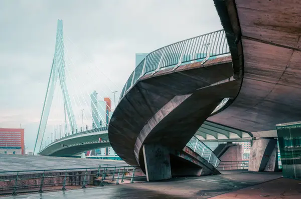 Brug Aan Maas Moderne Architectuur Rotterdam — Stockfoto