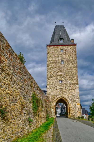 Historická Věž Městská Zeď Starém Blankenbergu — Stock fotografie