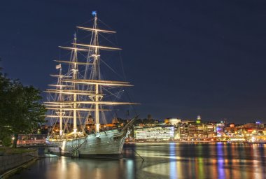 Sail ship in Stockholm clipart
